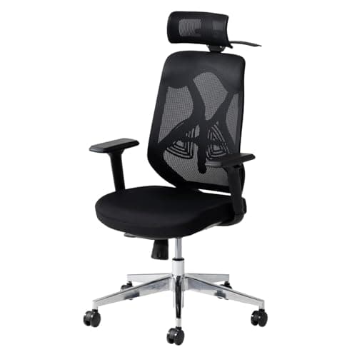 オフィスコム オフィスチェア YS-1 肘付き 可動肘 ヘッドレスト付き ハンガー付き メッシュチェア ランバーサポート ブラック(メッシュ) OC-CHFB-NY03-AHH-MBK2