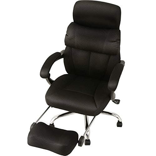アイリスプラザ オフィスチェア ハイバック 無段階リクライニング 170度 メッシュ フットレスト 肉厚クッション 腰サポートバー 無段階昇降 H-8800F ブラック